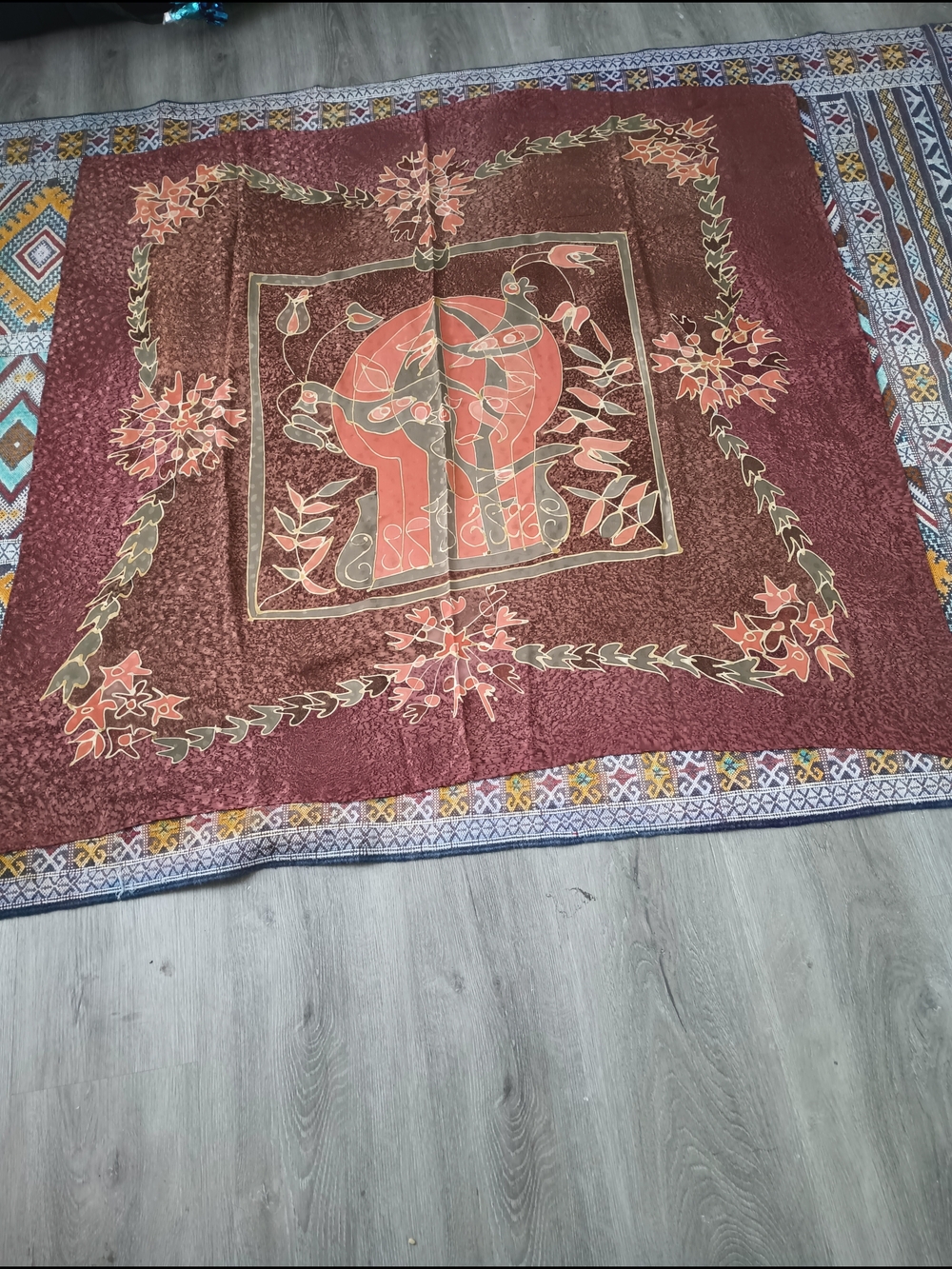 Vintage Silk Scarf Hand Made